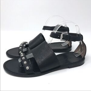 Belstaff Camden Studded Sandals Flats EU 38.5 Moto Glam Luxury Biker Chic